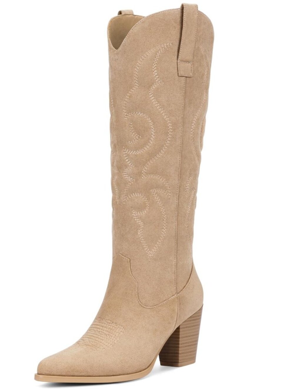 Suede Cowboy Boots for Women - Western Knee High Cowgirl Boots with Side Zipper